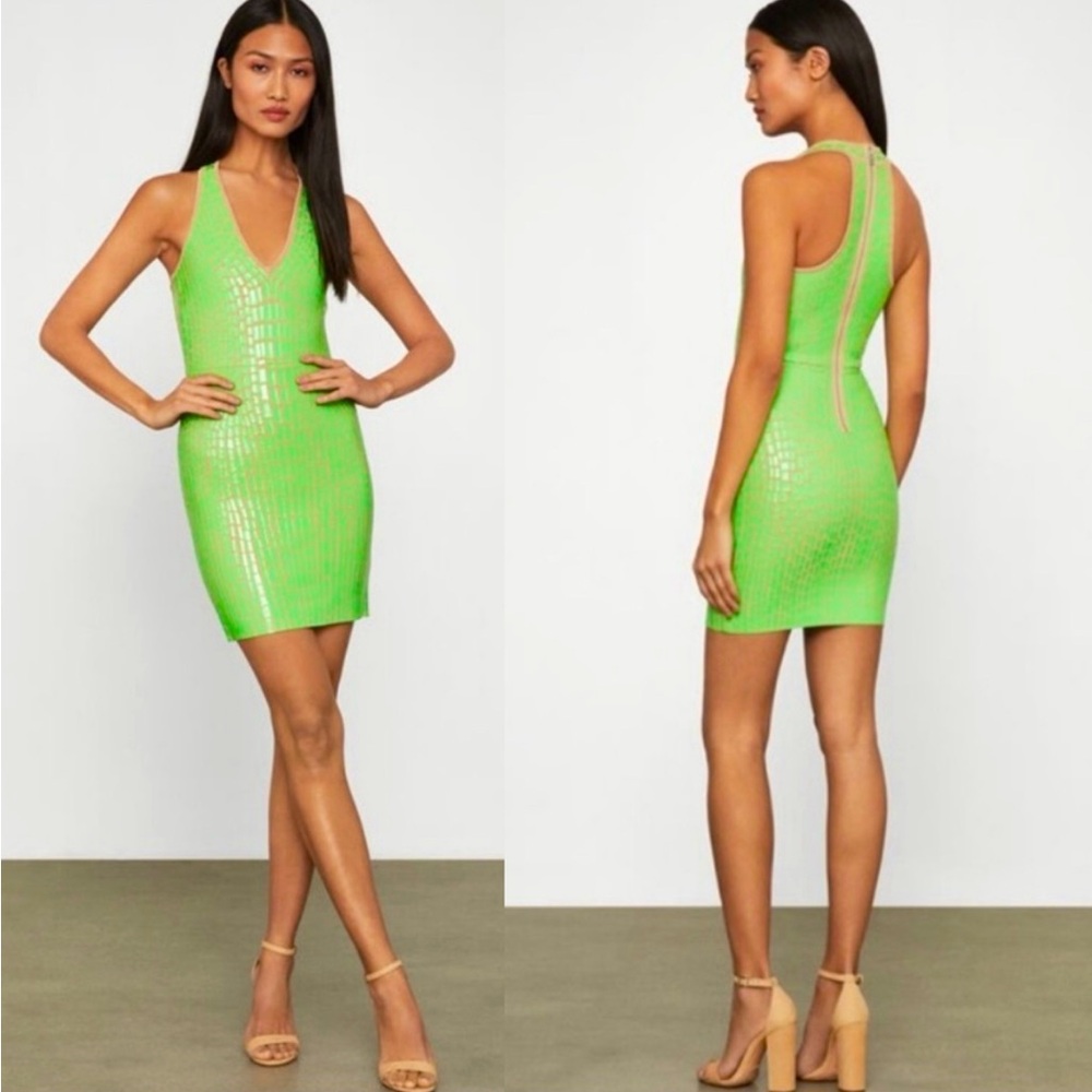 NWT BCBGMAXARIA TRENDSI Vinyl Bodycon Sleeveless Bandage Mini Dress. Size M